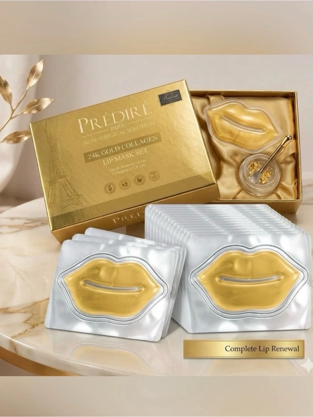 Predire 24k Gold Collagen Boosting 10 Piece Lip Mask Set ~ retail $399